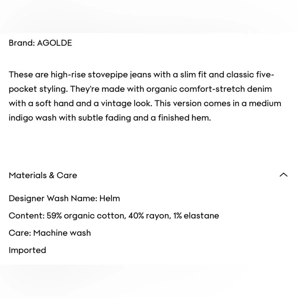 AGOLDE High-rise Stovepipe NWT - Picture 9 of 9